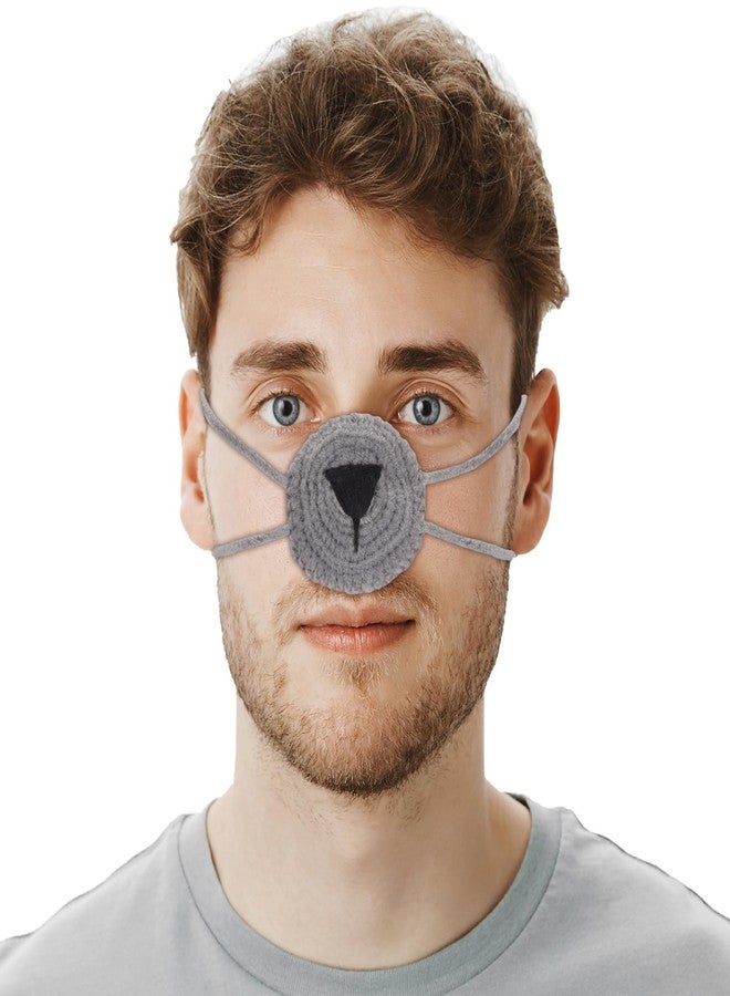 FunisFun Crochet Nose Warmer for Winter Cute Animal Shape Nose Cover for Men Women Cold Weather Outdoor Activities Prank Gag Gift (Gray) - Image 1